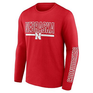 Men's Profile Scarlet Nebraska Huskers Big & Tall Two-Hit Graphic Long Sleeve T-Shirt