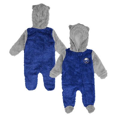 Newborn & Infant Royal Buffalo Sabres Game Nap Teddy Fleece Bunting Full-Zip Sleeper