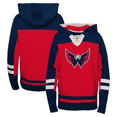 Youth Red Washington Capitals Ageless Revisited Lace-Up V-Neck Pullover Hoodie
