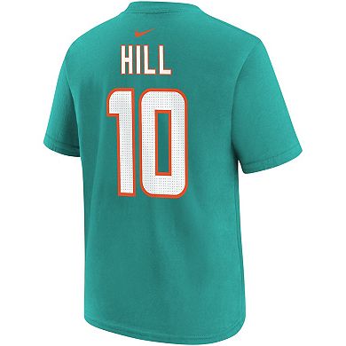 Youth Nike Tyreek Hill Aqua Miami Dolphins Player Name & Number T-Shirt