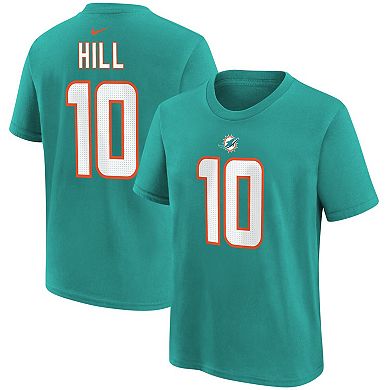 Youth Nike Tyreek Hill Aqua Miami Dolphins Player Name & Number T-Shirt