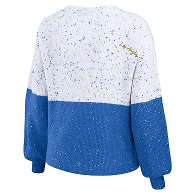 Women's WEAR by Erin Andrews  White/Powder Blue Los Angeles Chargers Color-Block Pullover Sweater