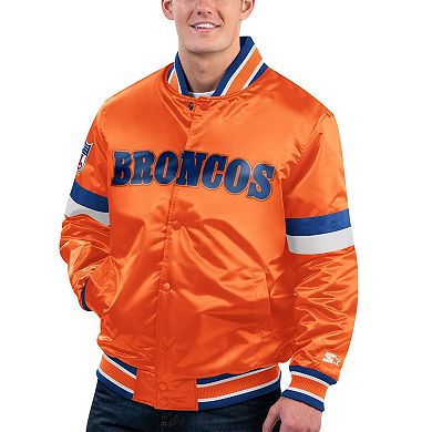 Men's Starter Orange Denver Broncos Gridiron Classics Home Game Satin Full-Snap Varsity Jacket
