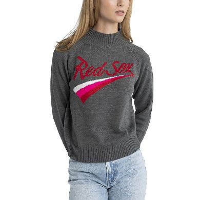 Women's Lusso Gray Boston Red Sox Serena Raglan Pullover Sweater