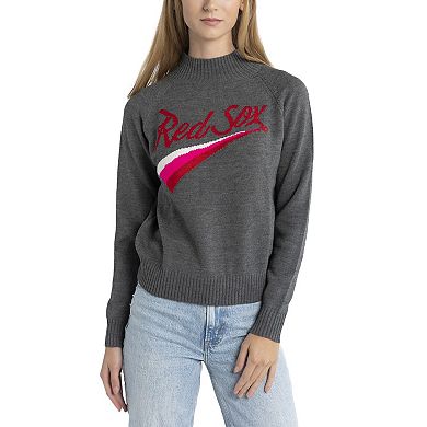Women's Lusso Gray Boston Red Sox Serena Raglan Pullover Sweater
