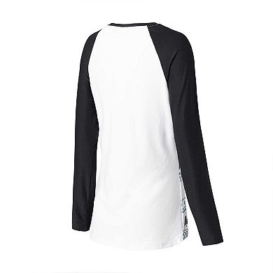 Women's Concepts Sport White/Black Las Vegas Raiders TinselÂ Raglan Long Sleeve T-Shirt & Pants Sleep Set