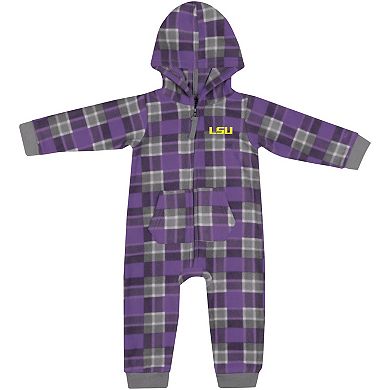 Infant Colosseum Purple LSU Tigers Full-Zip Plaid Hoodie Long Sleeve Jumper