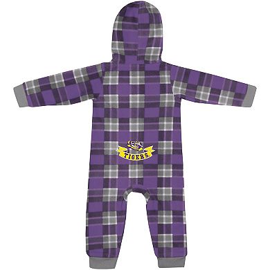 Infant Colosseum Purple LSU Tigers Full-Zip Plaid Hoodie Long Sleeve Jumper