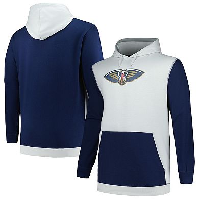 Men's Fanatics Branded  Navy/Silver New Orleans Pelicans Big & Tall Primary Arctic Pullover Hoodie