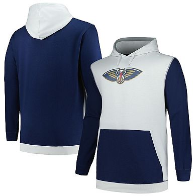 Men's Fanatics Branded Navy/Silver New Orleans Pelicans Big & Tall Primary Arctic Pullover Hoodie