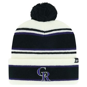 Youth '47 White/Black Colorado Rockies Stripling Cuffed Knit Hat with Pom