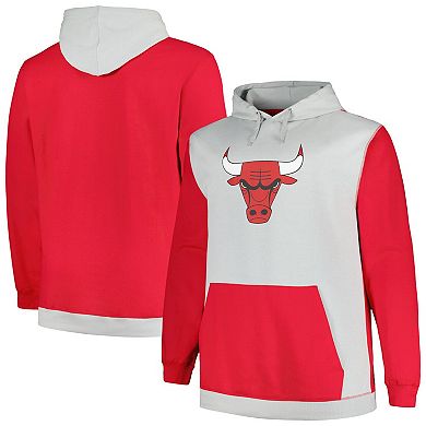Men's Fanatics Branded Red/Silver Chicago Bulls Big & Tall Primary Arctic Pullover Hoodie