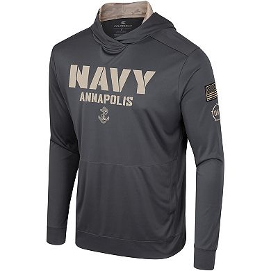 Men's Colosseum Charcoal Navy Midshipmen OHT Military Appreciation Long Sleeve Hoodie T-Shirt