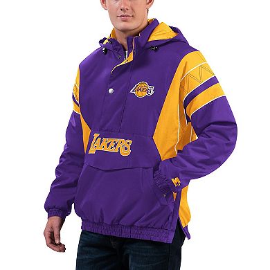 Men's Starter  Purple Los Angeles Lakers Home Team Hoodie Half-Zip Jacket