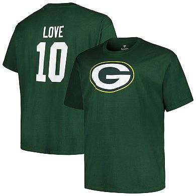 Men's Fanatics Branded Jordan Love Green Green Bay Packers Big & Tall Player Name & Number T-Shirt