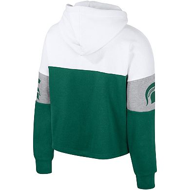 Women's Colosseum  Green Michigan State Spartans Nora Color-Block Pullover Hoodie