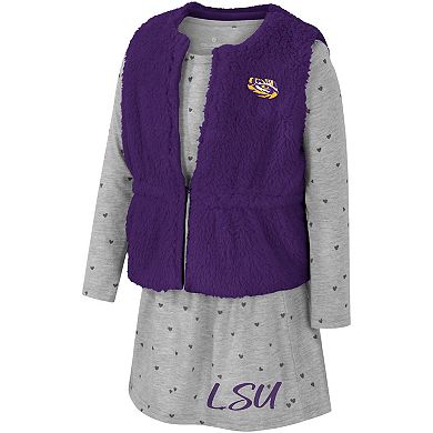 Girls Toddler Colosseum Purple LSU Tigers Meowing Vest & Dress Set