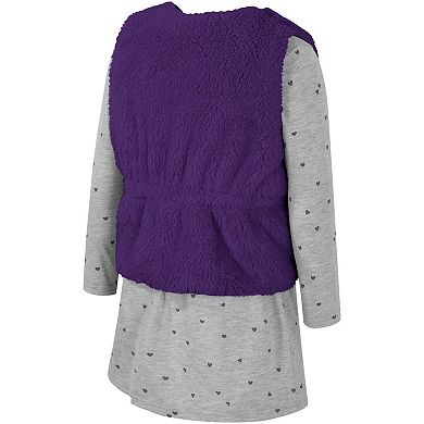 Girls Toddler Colosseum Purple LSU Tigers Meowing Vest & Dress Set