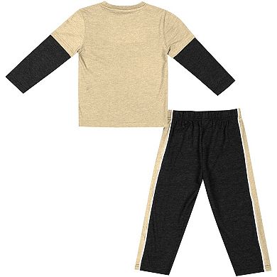 Toddler Colosseum Gold/Black Purdue Boilermakers Long Sleeve T-Shirt & Pants Set