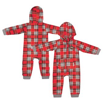 Infant Colosseum Scarlet Ohio State Buckeyes Full-Zip Plaid Hoodie Long Sleeve Jumper