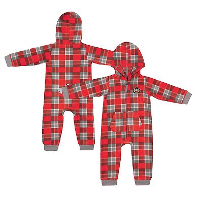 Infant Colosseum  Scarlet Ohio State Buckeyes Full-Zip Plaid Hoodie Long Sleeve Jumper