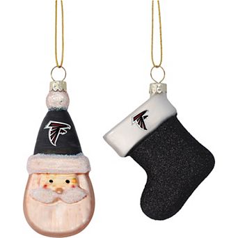 Atlanta Falcons Two-Pack Snowman & Stocking Blown Glass Ornament Set