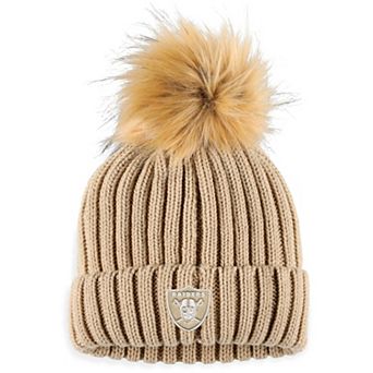 Women's WEAR by Erin Andrews Natural Las Vegas Raiders Neutral Cuffed Knit Hat with Pom