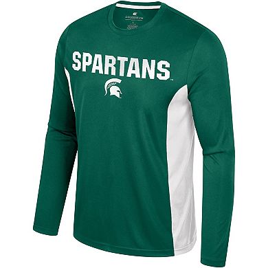 Men's Colosseum Green Michigan State Spartans Warm Up Long Sleeve T-Shirt