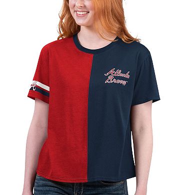 Women's Starter  Navy/Red Atlanta Braves Power Move T-Shirt