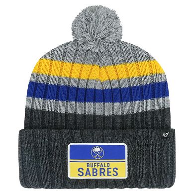 Men's '47 Gray Buffalo Sabres Stack Patch Cuffed Knit Hat with Pom