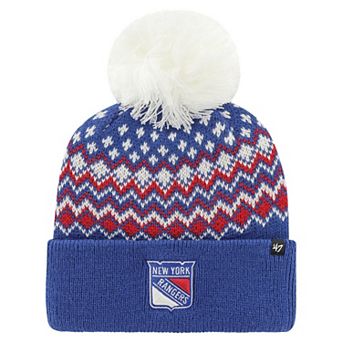 Women's '47 Blue New York Rangers Elsa Cuffed Knit Hat with Pom