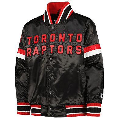 Youth Starter Black Toronto Raptors Home Game Varsity Satin Full-Snap Jacket