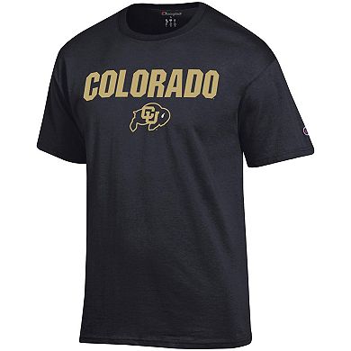 Men's Champion Black Colorado Buffaloes Straight Over Logo T-Shirt
