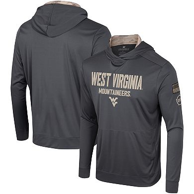 Men's Colosseum Charcoal West Virginia Mountaineers OHT Military Appreciation Long Sleeve Hoodie T-Shirt