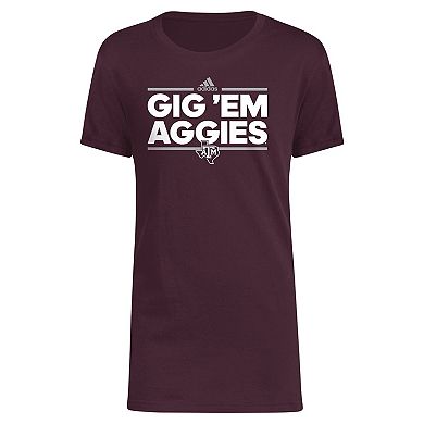 Youth adidas Maroon Texas A&M Aggies Slogan Dazzler T-Shirt
