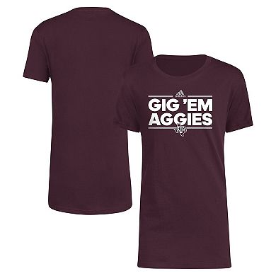 Youth adidas Maroon Texas A&M Aggies Slogan Dazzler T-Shirt