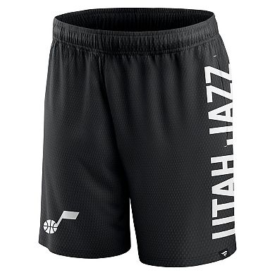 Men's Fanatics Branded Black Utah Jazz Post Up Mesh Shorts