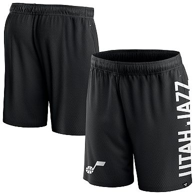 Men's Fanatics Branded Black Utah Jazz Post Up Mesh Shorts