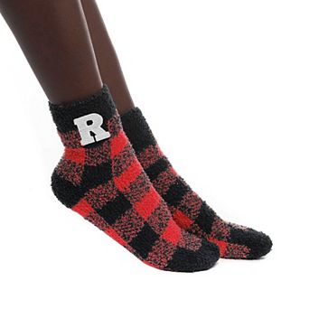 Women's ZooZatz Rutgers Scarlet Knights Fuzzy Buffalo Checkered Ankle Socks