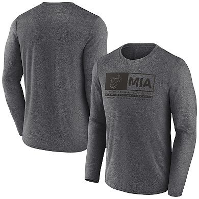 Men's Fanatics Branded Heather Charcoal Miami Heat Three-Point Play T-Shirt