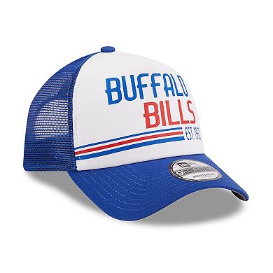 Men's New Era White/Royal Buffalo Bills Stacked A-Frame Trucker 9FORTY Adjustable Hat