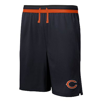 Men's Navy Chicago Bears Cool Down Tri-Color Elastic Training Shorts