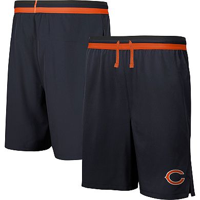 Men's Navy Chicago Bears Cool Down Tri-Color Elastic Training Shorts