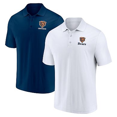 Men's Fanatics Branded White/Navy Chicago Bears Throwback Two-Pack Polo Set