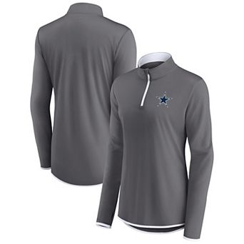Women's Fanatics Branded Gray Dallas Cowboys Corner Long Sleeve 1/4 Zip Top