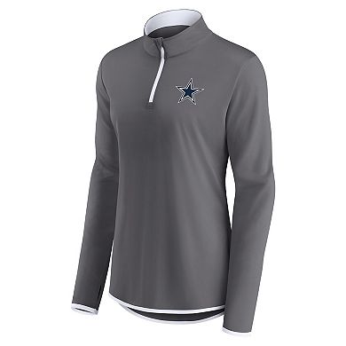 Women's Fanatics Branded Gray Dallas Cowboys Corner Long Sleeve 1/4 Zip Top