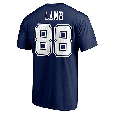 Men's Fanatics Branded CeeDee Lamb Navy Dallas Cowboys Team Player Icon Name & Number T-Shirt