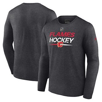 Men's Fanatics Branded Heather Charcoal Calgary Flames Authentic Pro Primary Replen Long Sleeve T-Shirt