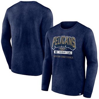 Men's Fanatics Branded Heather Navy New Orleans Pelicans Front Court Press Snow Wash Long Sleeve T-Shirt