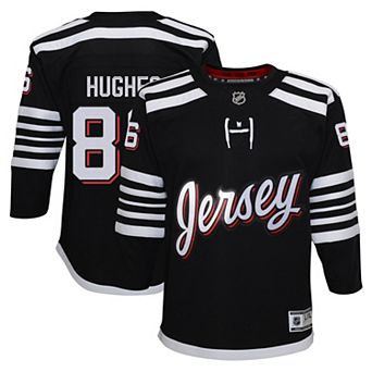 Youth Jack Hughes Black New Jersey Devils Alternate Replica Player Jersey